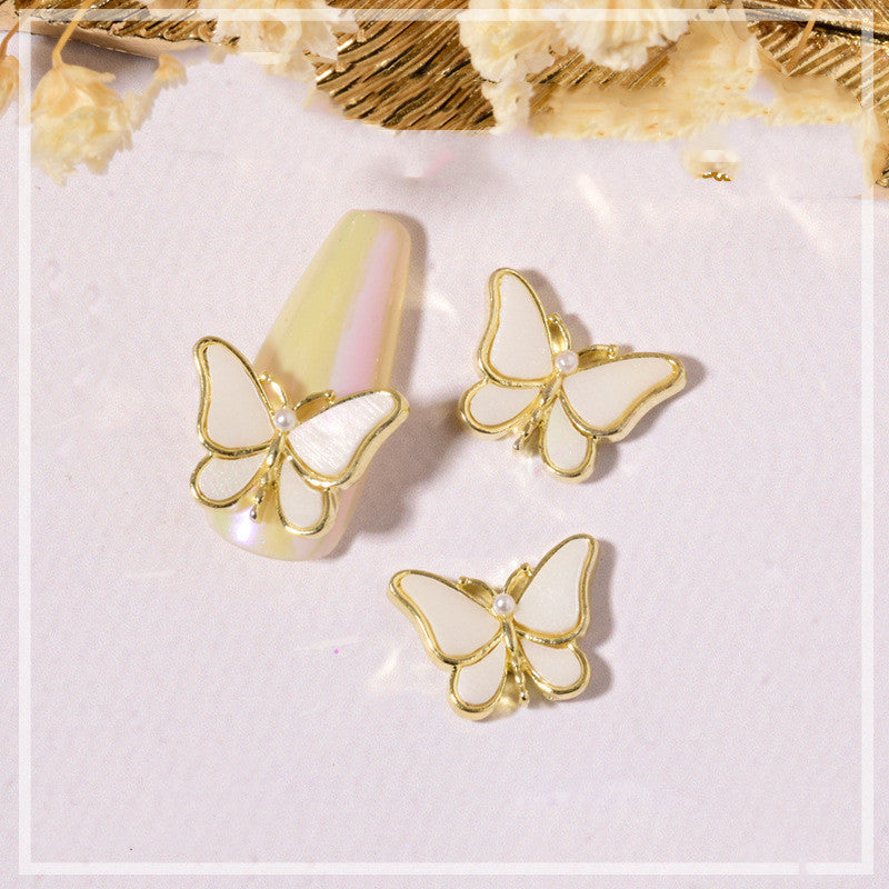 3D butterfly nail embellishments with rhinestones
