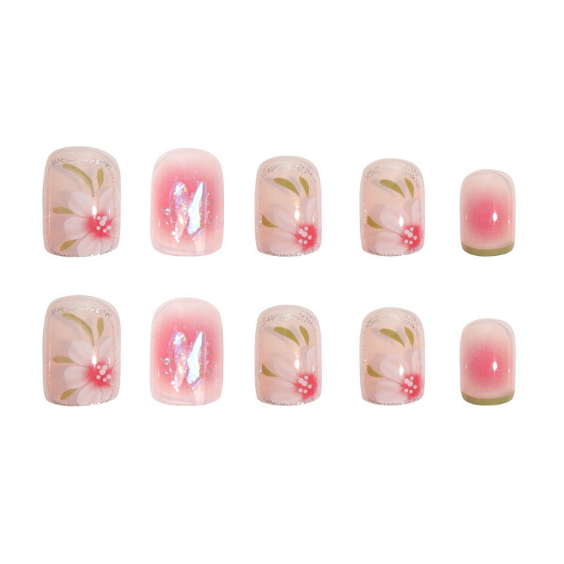 Reusable false nails in camellia pink shade
