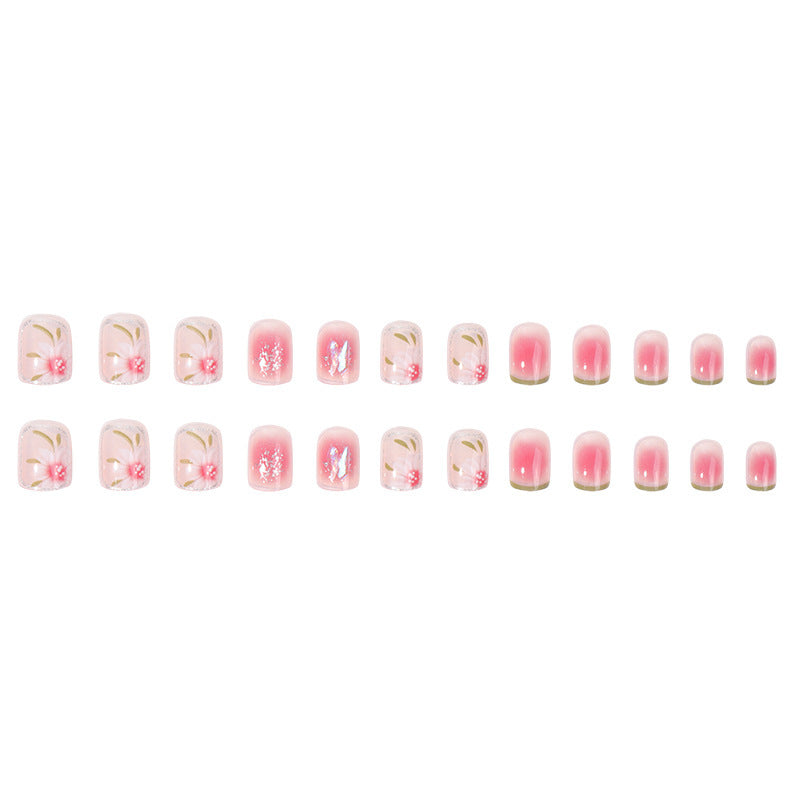Press-on nail set with natural pink finish
